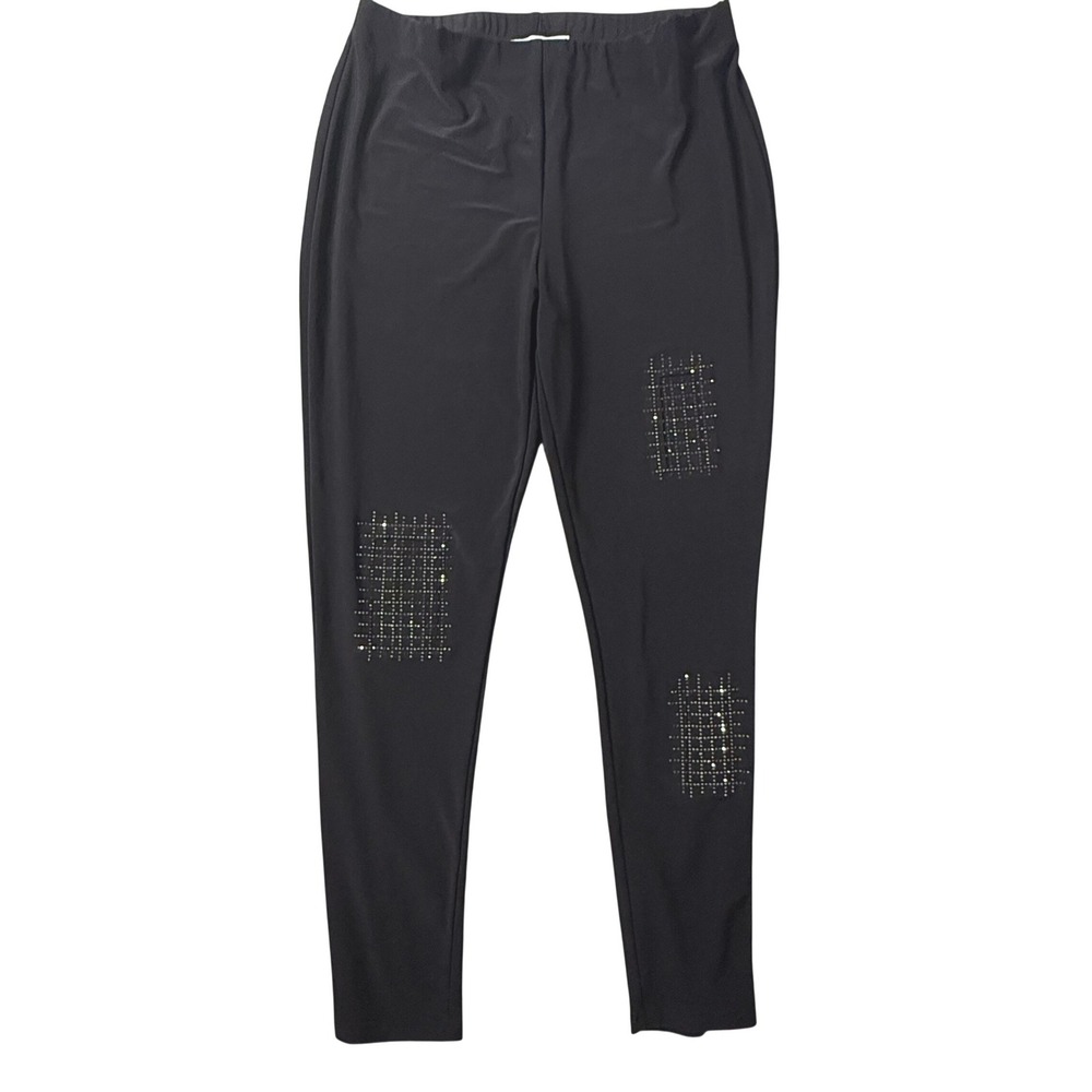 Joseph Ribkoff Embellished Black Leggings Womens S/M Sparkle Patchwork Pants